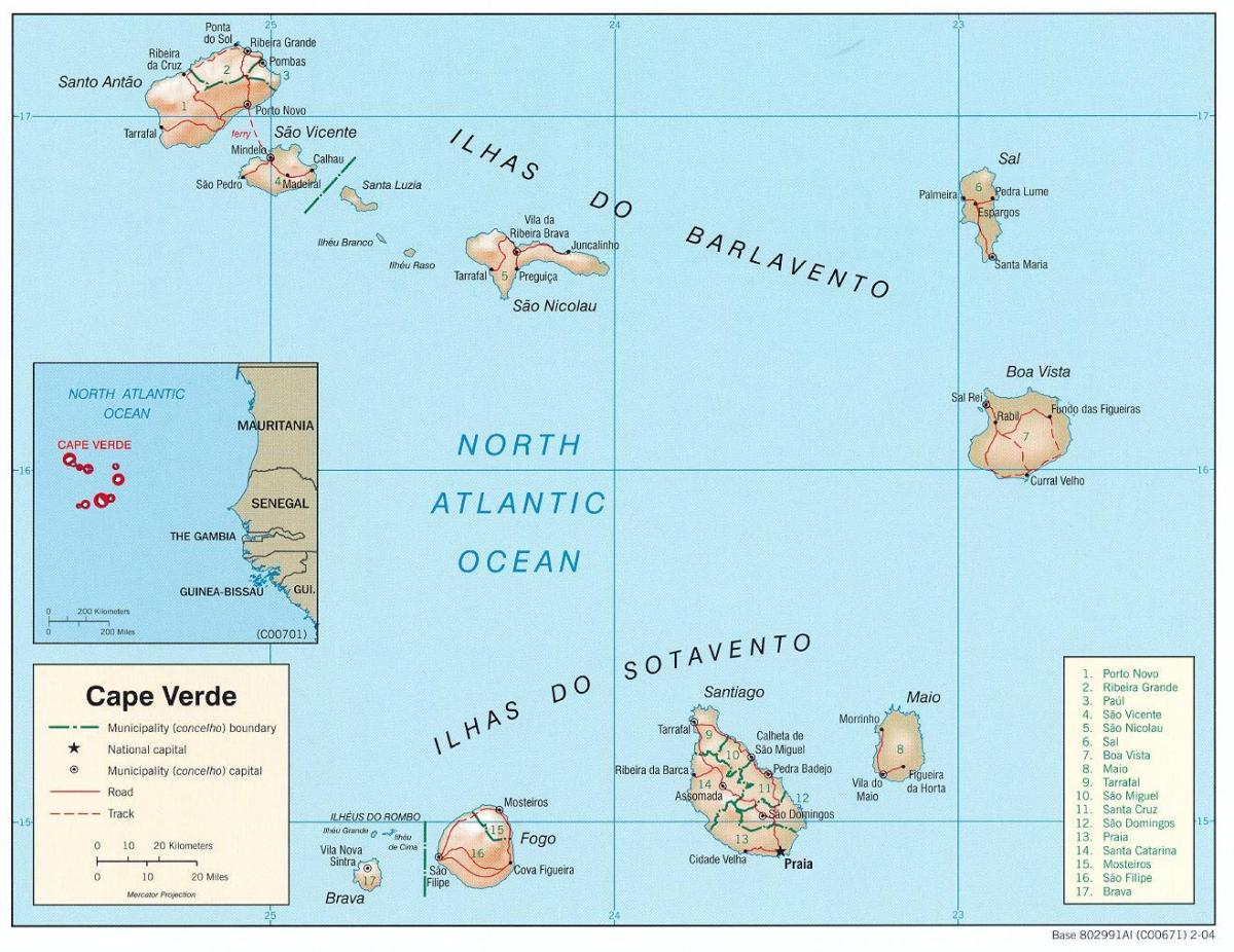 térkép, ami a zöld-Foki-szigetek